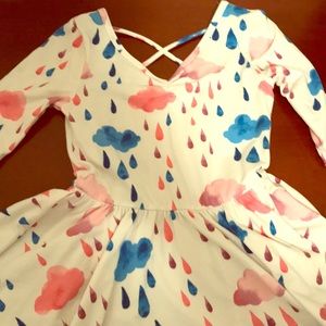 Dot dot smile 3/4 sleeve cloud and rain dress